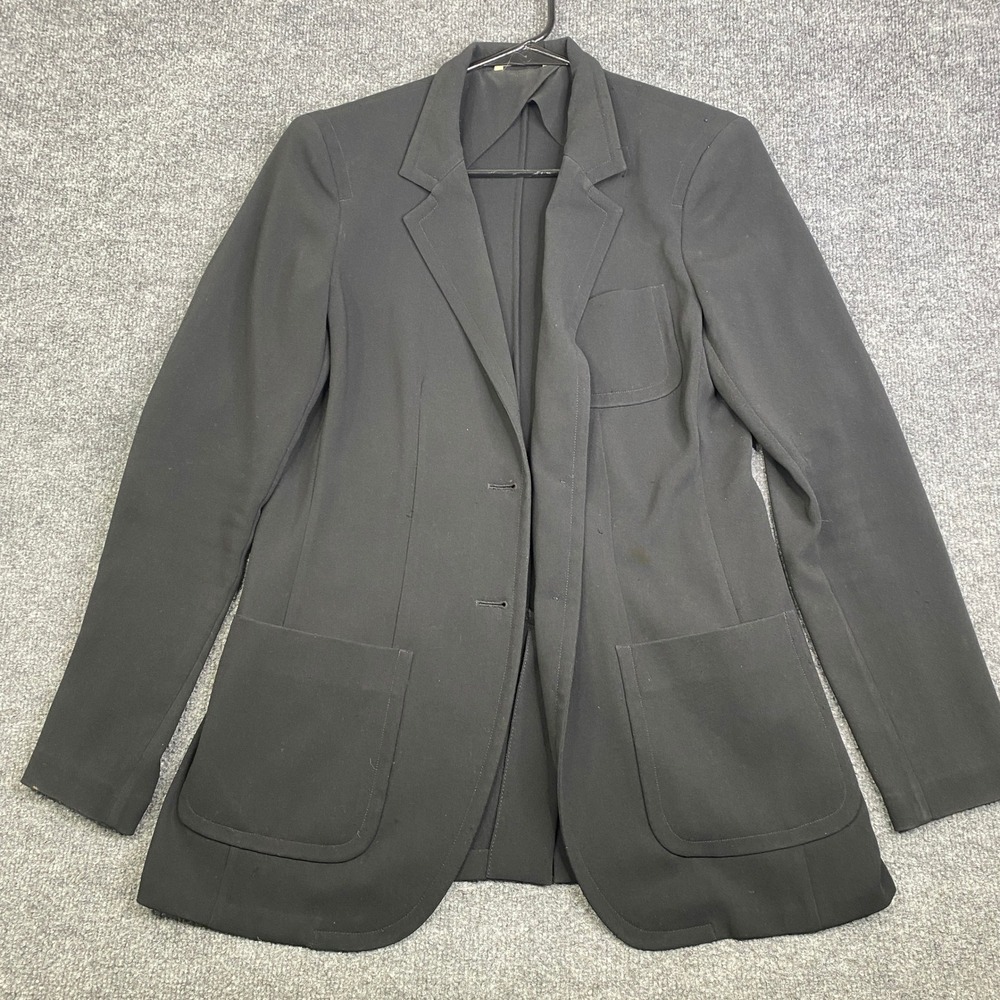 Max Mara Womens Black Triacetate Blend Two Button Blazer Jacket Patch Pockets